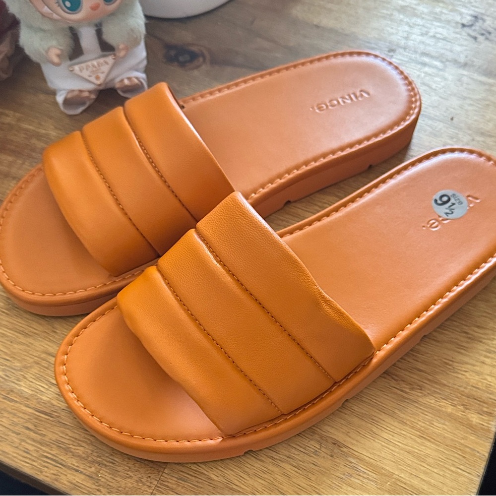 Orange Vince Slide Sandals
